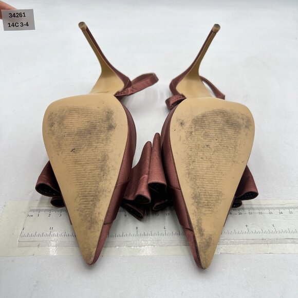 Brown Women Pointed Toe Stiletto Heels Sandals Bowtie Slip On Slingback Pumps - Picture 6 of 7